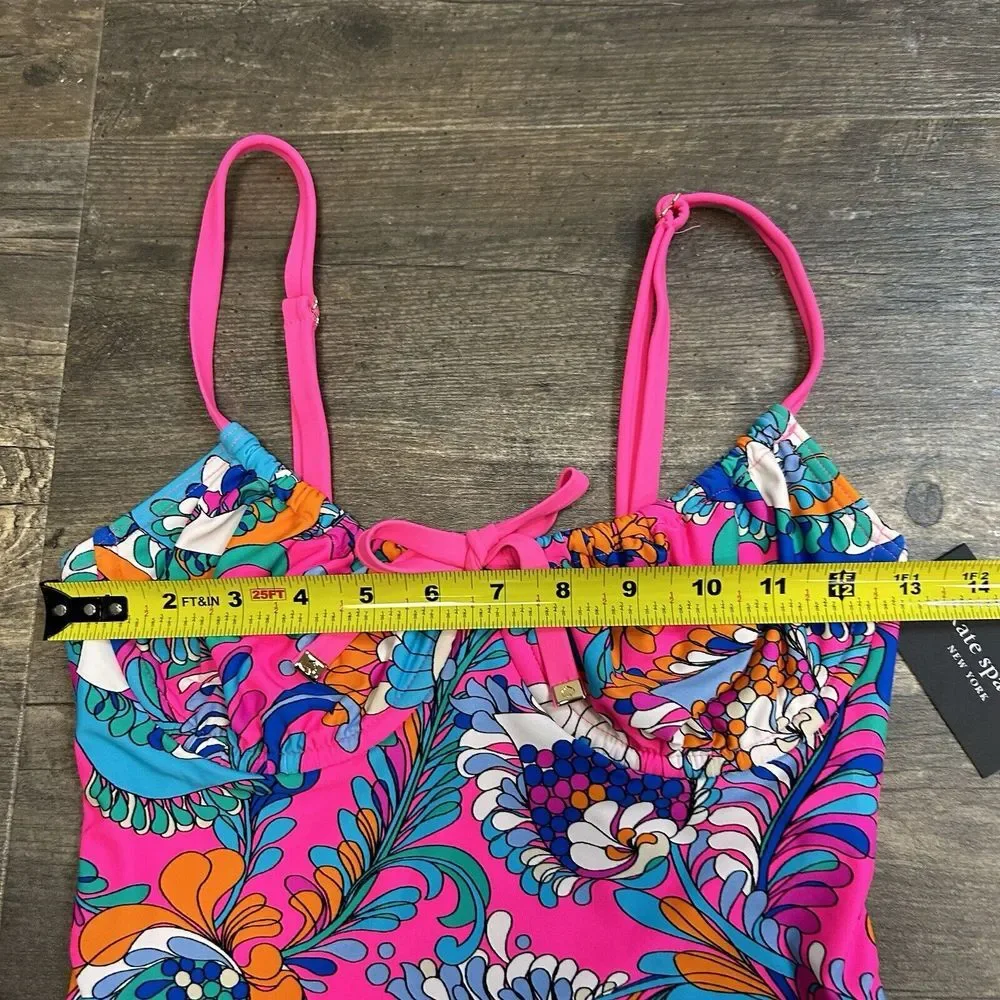 NWT Kate Spade Cinch Front Underwire One Piece Swimsuit Size S Radiant Pink (135